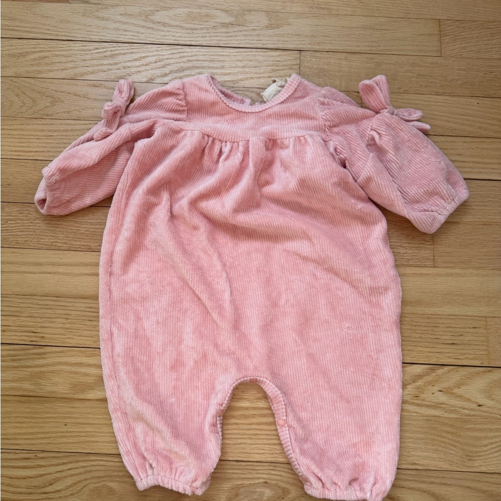 Mabel and Honey Pink Velvet Corduroy Kids One Piece
